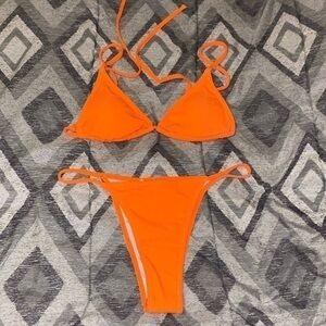HILINKER neon orange bikini bathing suit